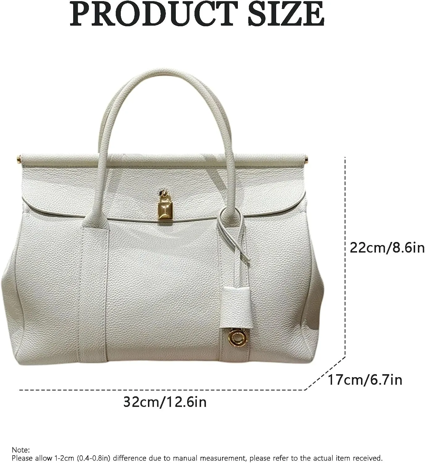 Genuine Leather Tote Bag for Women, Top Handle Handbag, Elegant Lychee Print Shoulder Bag, Fashion Vintage Satchels.