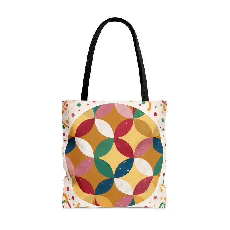 Geometrical Pattern Tote Bag with Boxed Corners