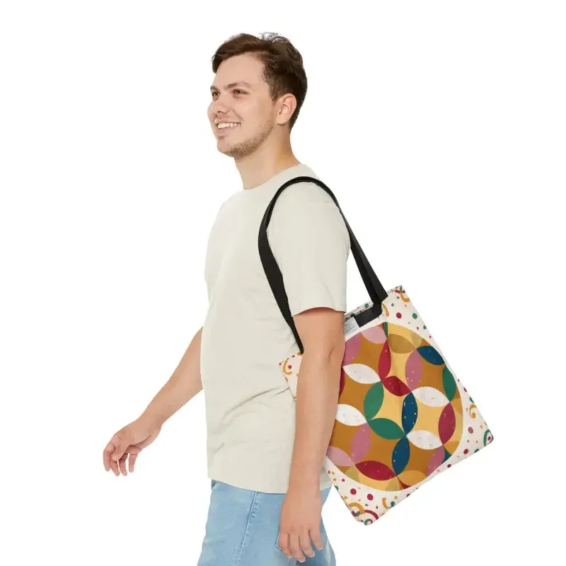 Geometrical Pattern Tote Bag with Boxed Corners