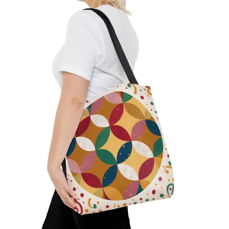 Geometrical Pattern Tote Bag with Boxed Corners