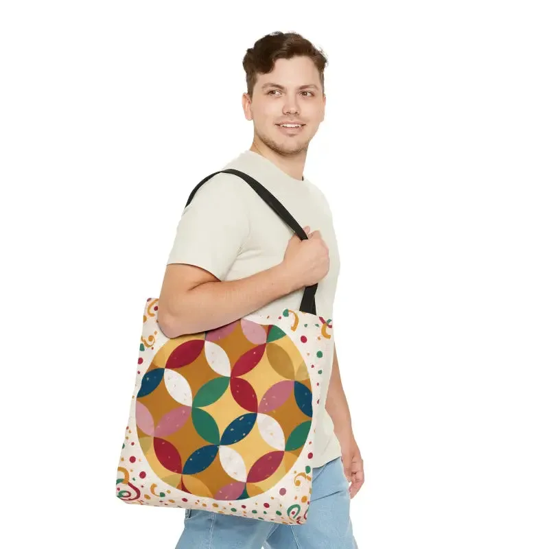 Geometrical Pattern Tote Bag with Boxed Corners