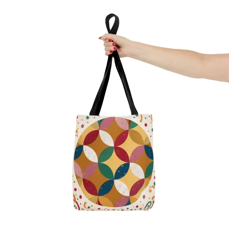 Geometrical Pattern Tote Bag with Boxed Corners