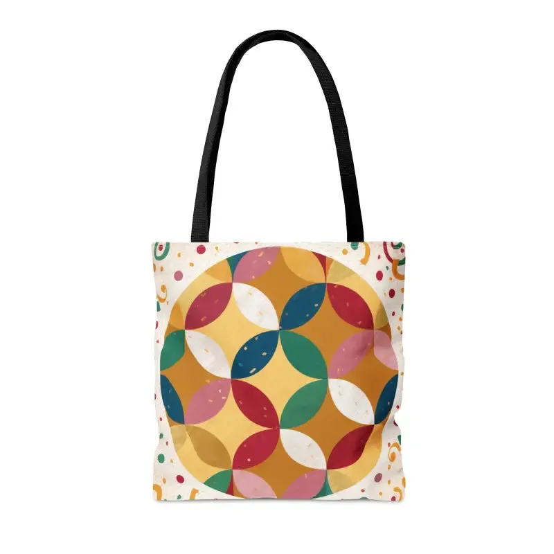 Geometrical Pattern Tote Bag with Boxed Corners