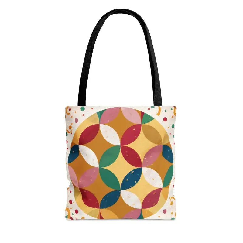 Geometrical Pattern Tote Bag with Boxed Corners