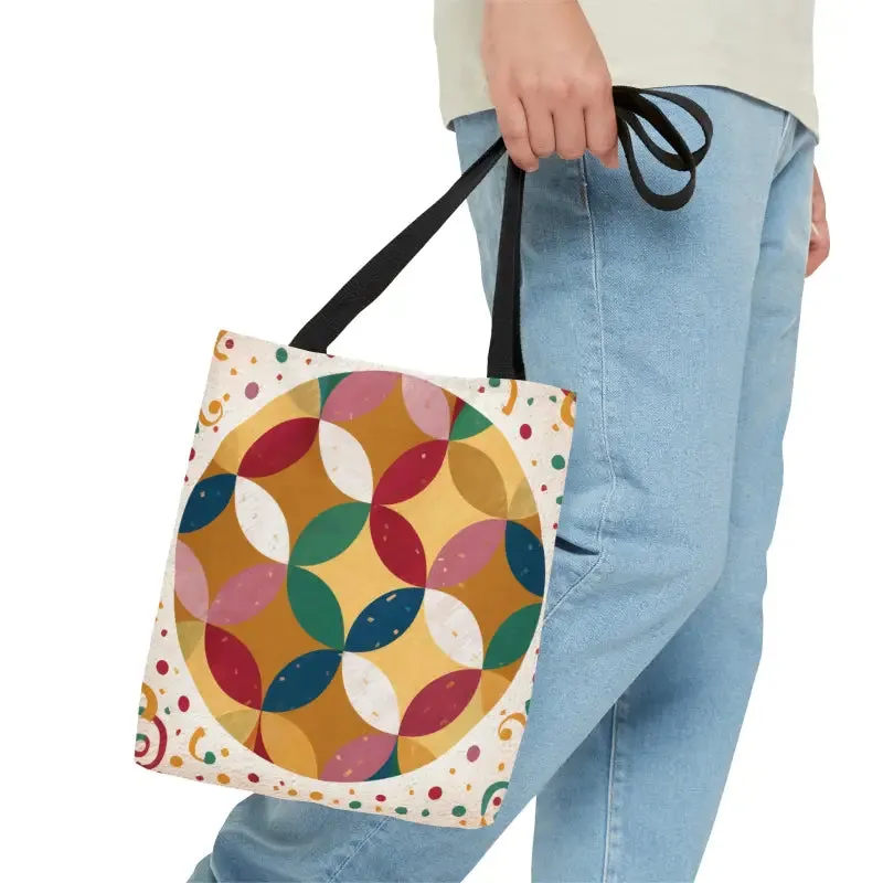 Geometrical Pattern Tote Bag with Boxed Corners