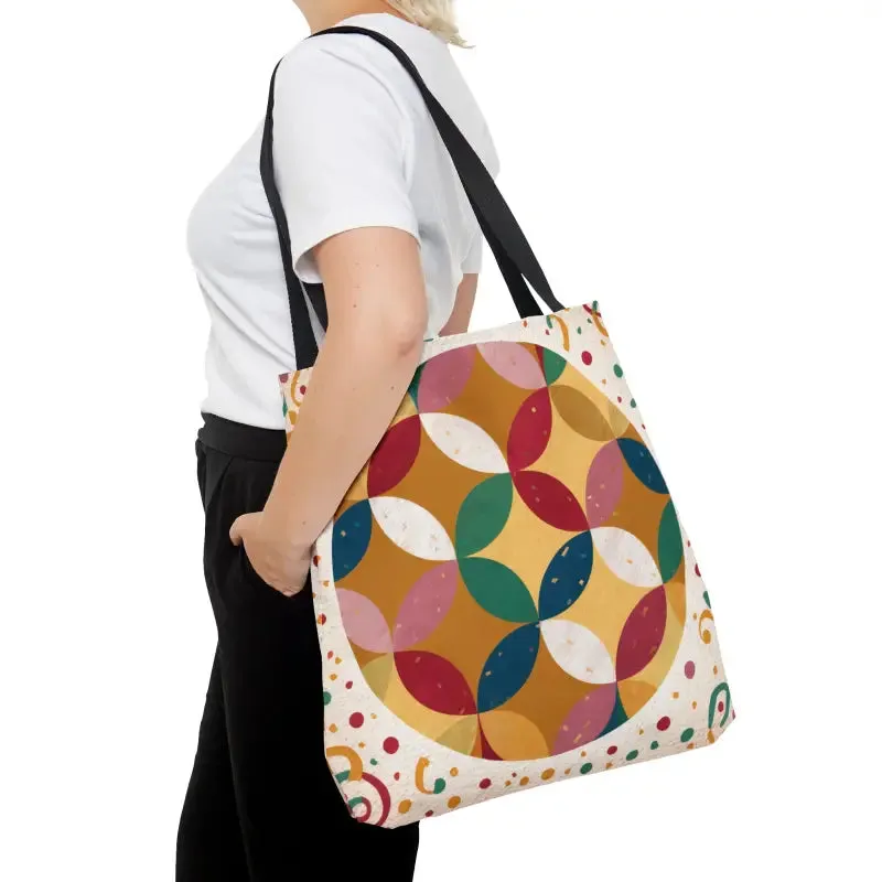 Geometrical Pattern Tote Bag with Boxed Corners