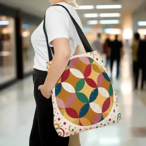 Geometrical Pattern Tote Bag with Boxed Corners