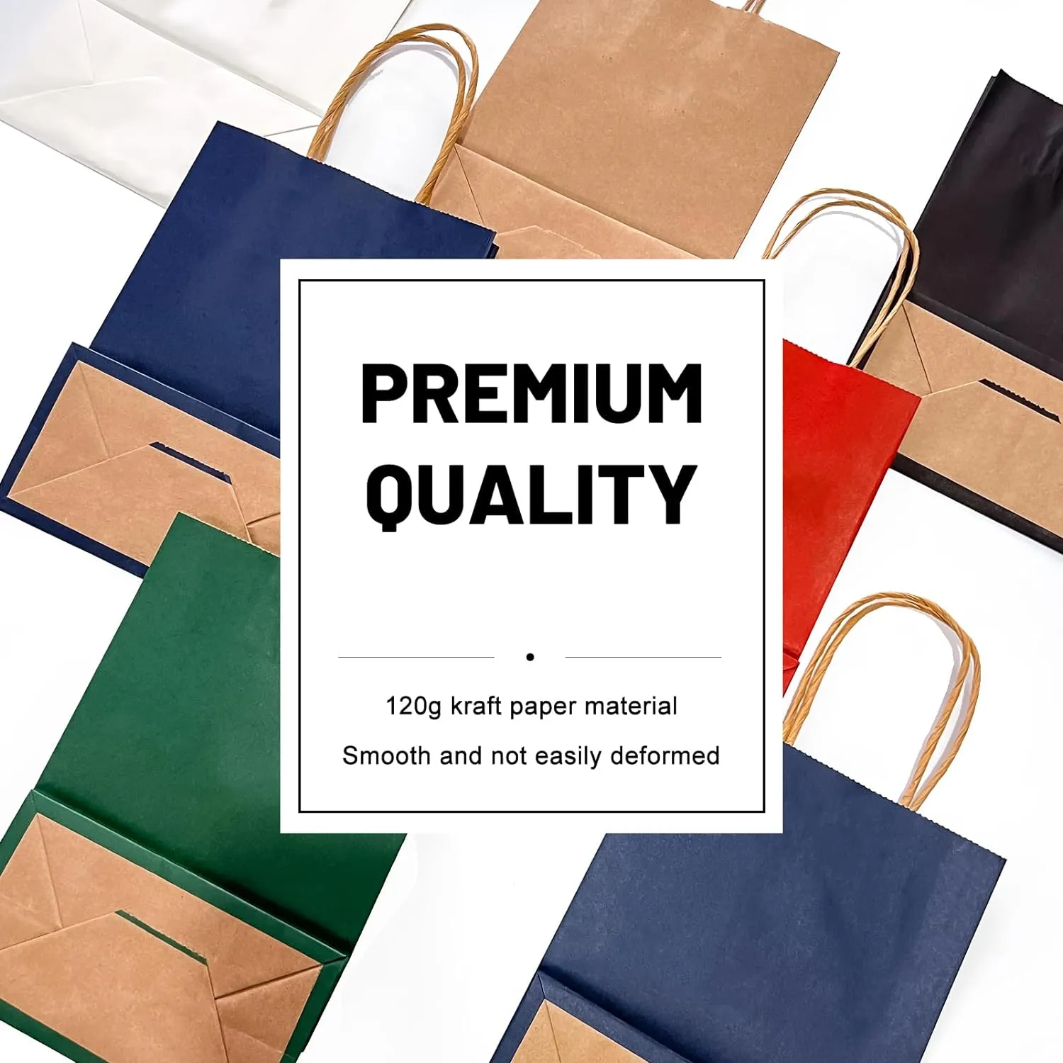 Gift Bags 8.25"x5.9 "x3.15" 100Pcs Paper Bags with Handles,kraft paper Bags for Small Business Christmas Bulk Bags, Wedding Party Favor Bags,Shopping Lunch Bags, Halloween Trick-or-Treat Bags (Green)