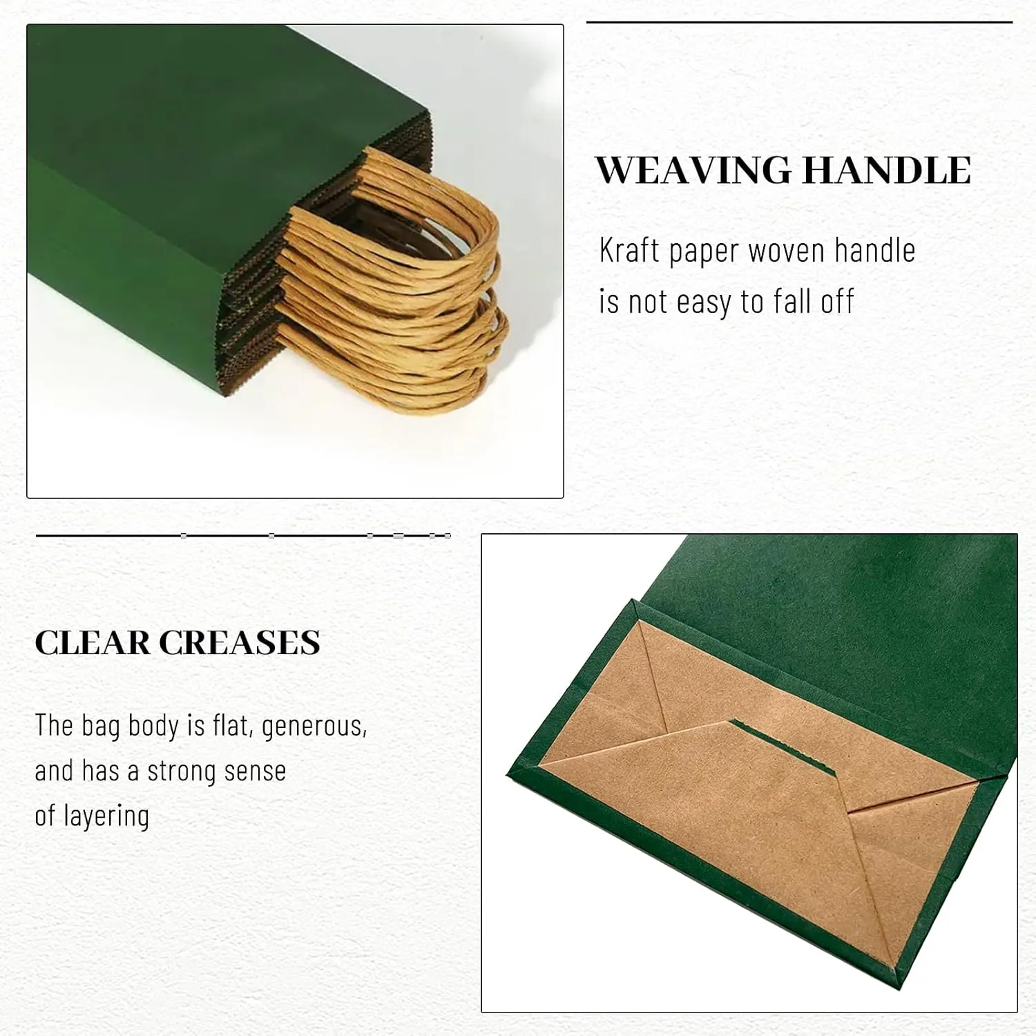 Gift Bags 8.25"x5.9 "x3.15" 100Pcs Paper Bags with Handles,kraft paper Bags for Small Business Christmas Bulk Bags, Wedding Party Favor Bags,Shopping Lunch Bags, Halloween Trick-or-Treat Bags (Green)
