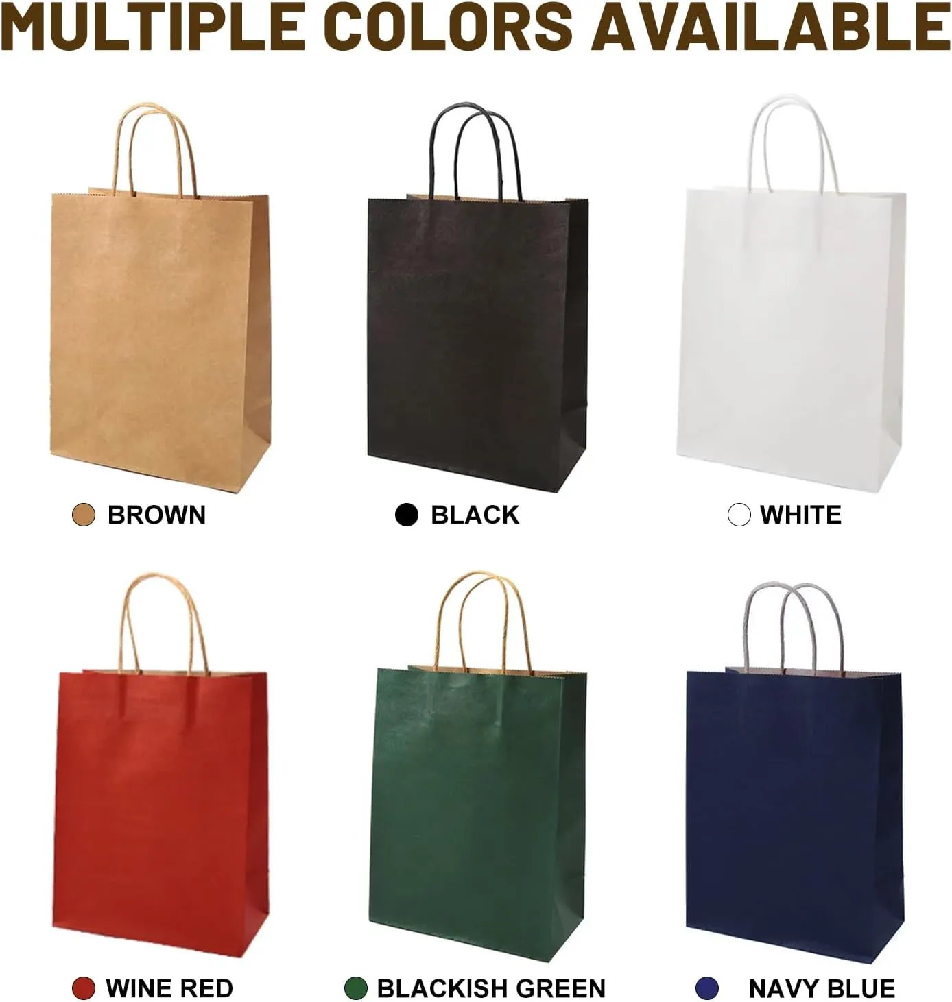 Gift Bags 8.25"x5.9 "x3.15" 100Pcs Paper Bags with Handles,kraft paper Bags for Small Business Christmas Bulk Bags, Wedding Party Favor Bags,Shopping Lunch Bags, Halloween Trick-or-Treat Bags (Green)