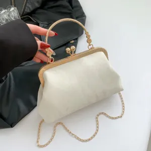 Gold Velvet Evening Bag 2024 French Vintage Luxury Chain Purse Elegant Fashion Purse Wedding Party