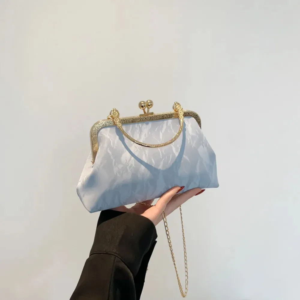 Gold Velvet Evening Bag 2024 French Vintage Luxury Chain Purse Elegant Fashion Purse Wedding Party