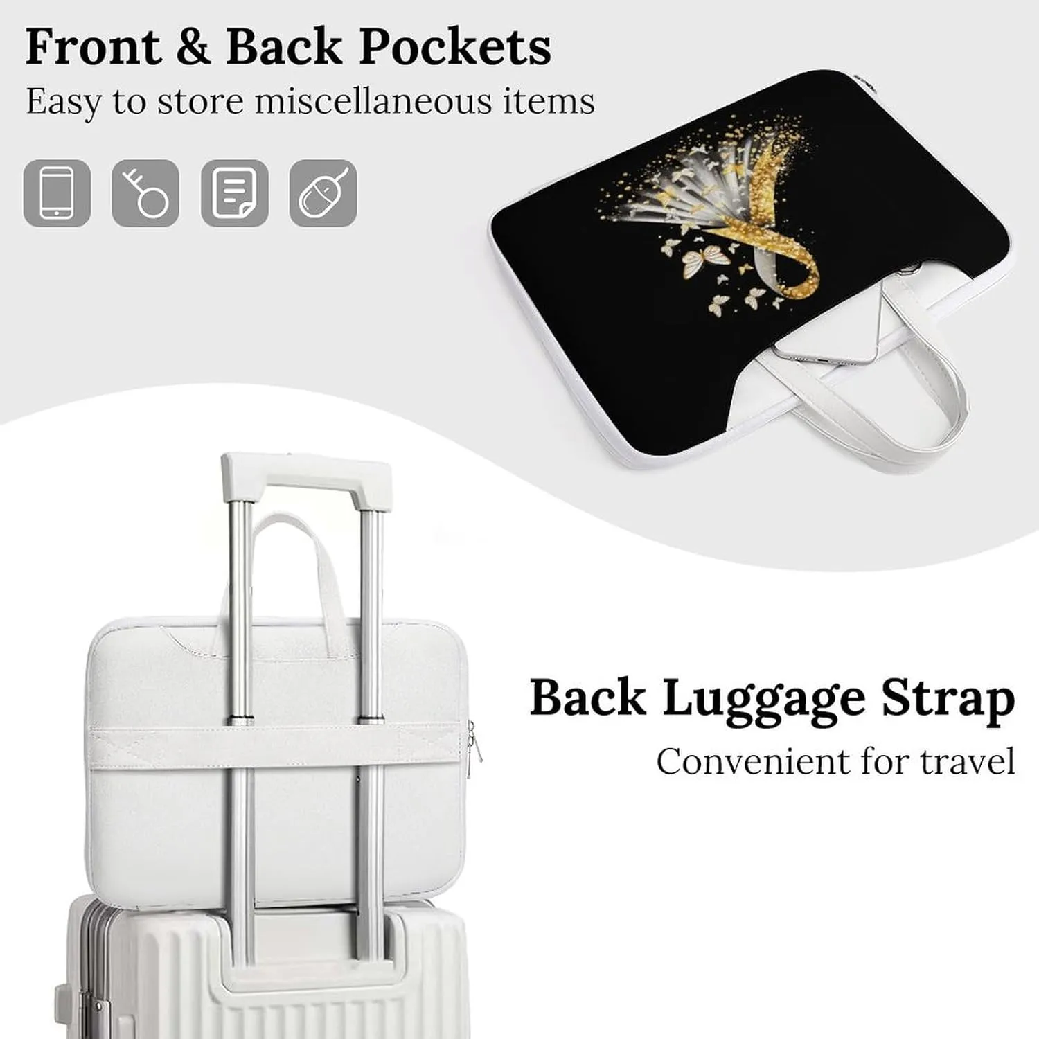 Golden Cancer Awareness Ribbon Laptop Tote Bag Waterproof Computer Carrying Case Business Office Briefcase