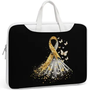 Golden Cancer Awareness Ribbon Laptop Tote Bag Waterproof Computer Carrying Case Business Office Briefcase
