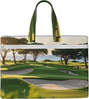 Golf Course Lawn Print Men's and Women's Canvas Portable File Bags,Laptop Briefcase,Business Travel Office Bags
