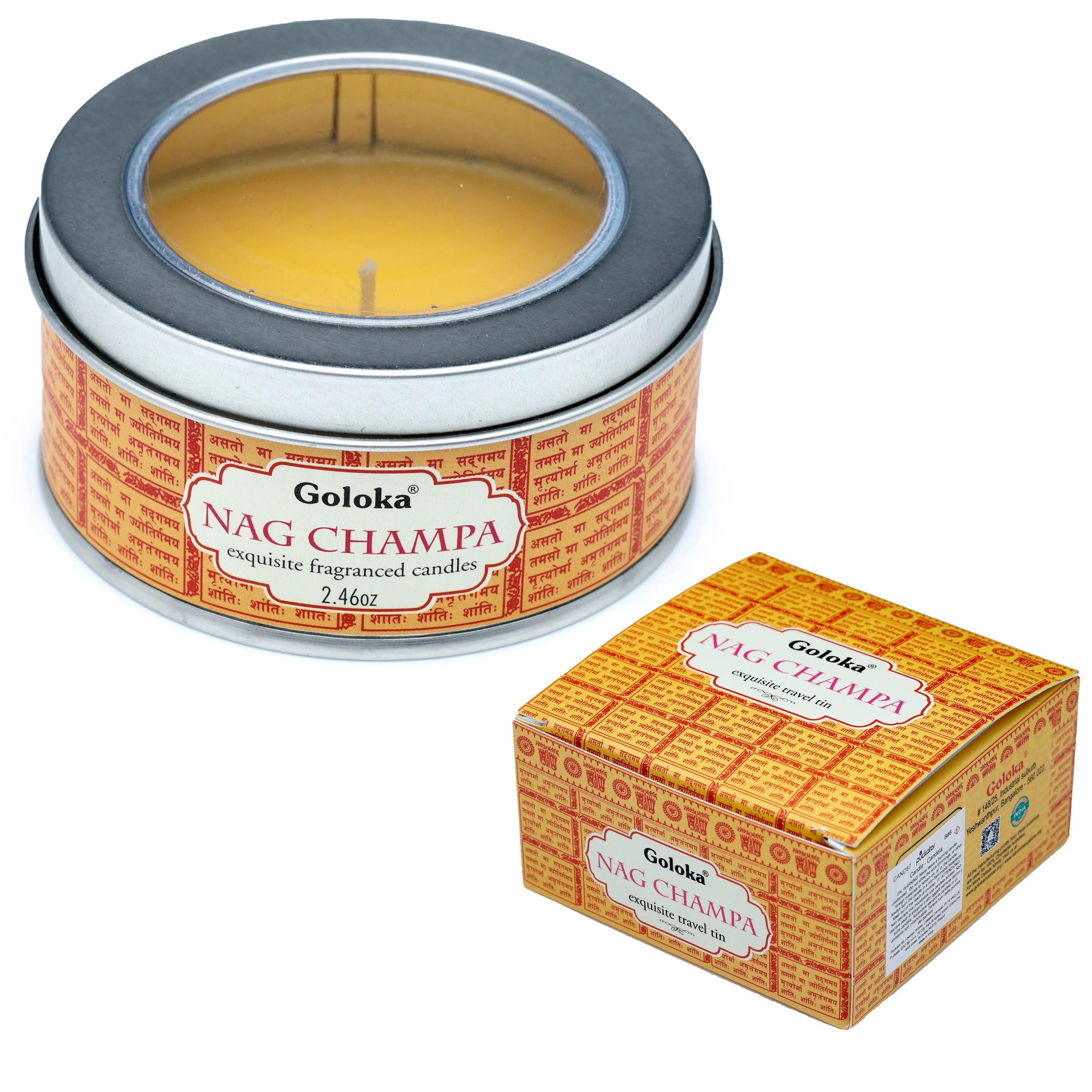 Goloka Nag Champa Wax Candle Tin