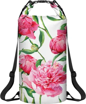 Goosehill Waterproof Dry Bag 5L 10L 20L, Floral Pattern with Durable Plato 500D PVC Material, Floating Roll Top Waterproof Bag for Kayaking Paddleboard Rafting Boating Swimming Camping, 2 STRAP