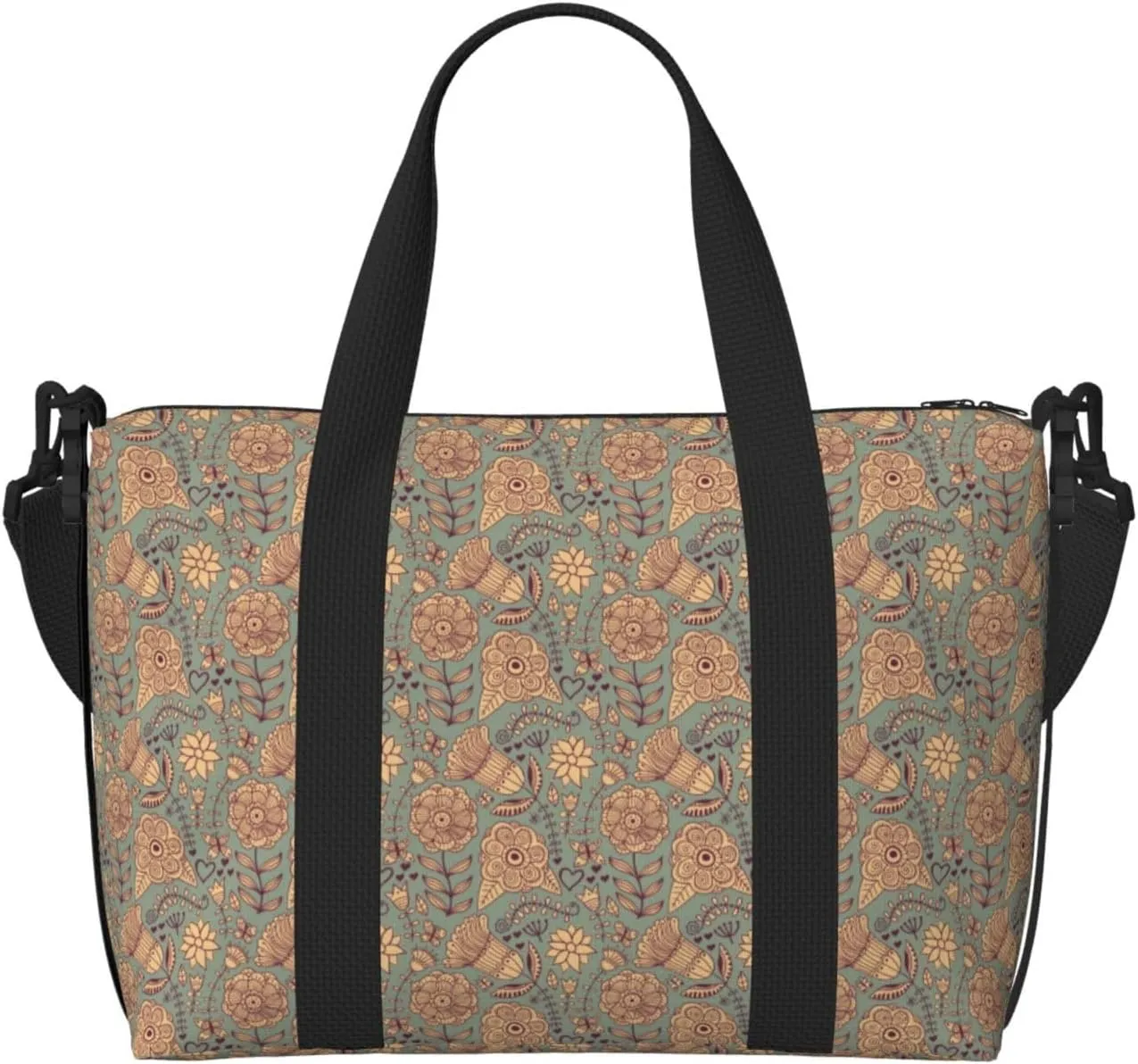 Gorgeous Endless Flowers Travel Bag for Women Men Weekender Bags Carry on Overnight Bag Tote Bag Yoga Gym Bag for Gym, Work, Weekend, Travel, Personal Items