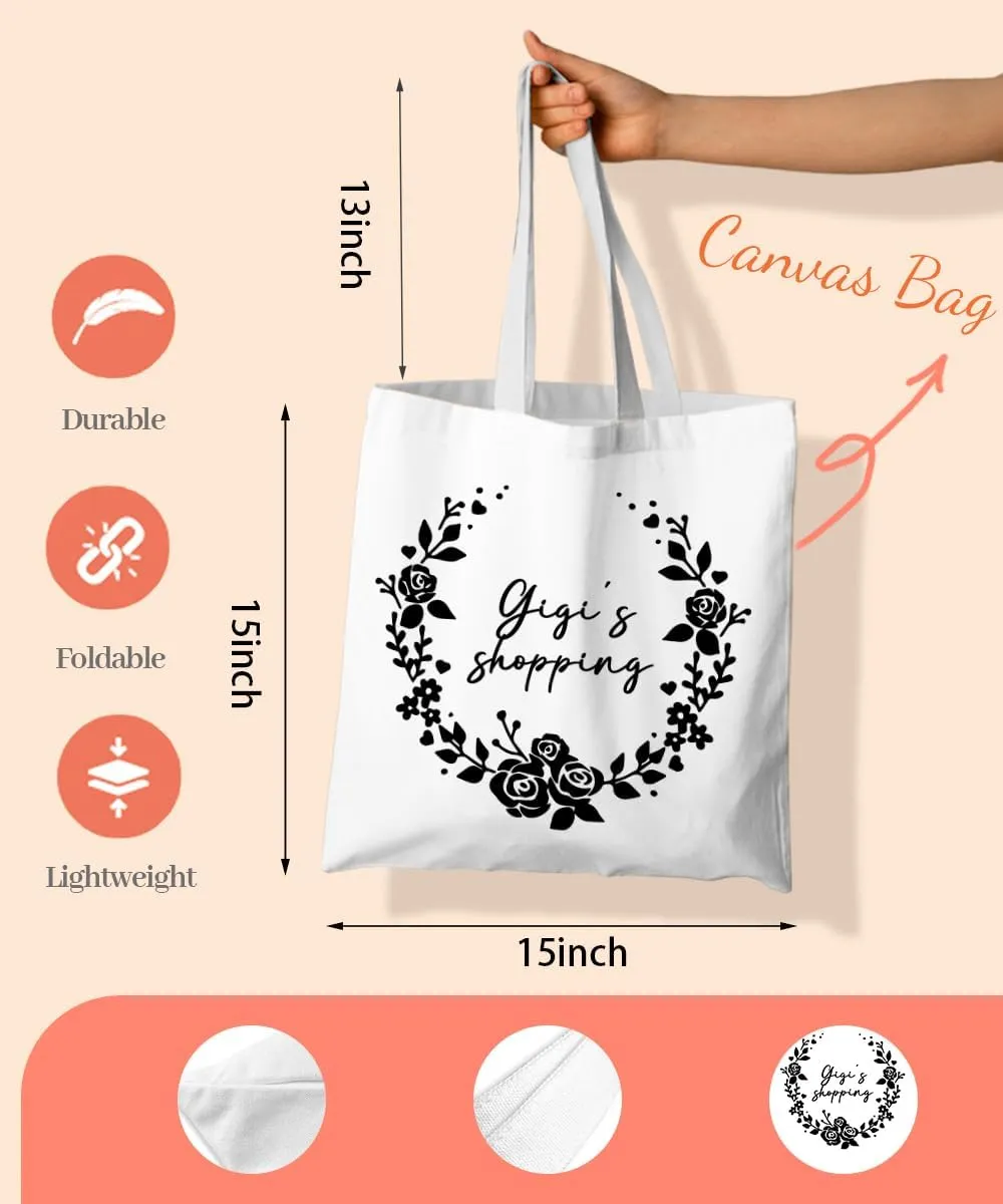 Grandma's Shopping Gifts Canvas Tote Bag for Women, Grandma Gifts Tote Bag, Best Grandma Gifts Reusable Shopping Bags