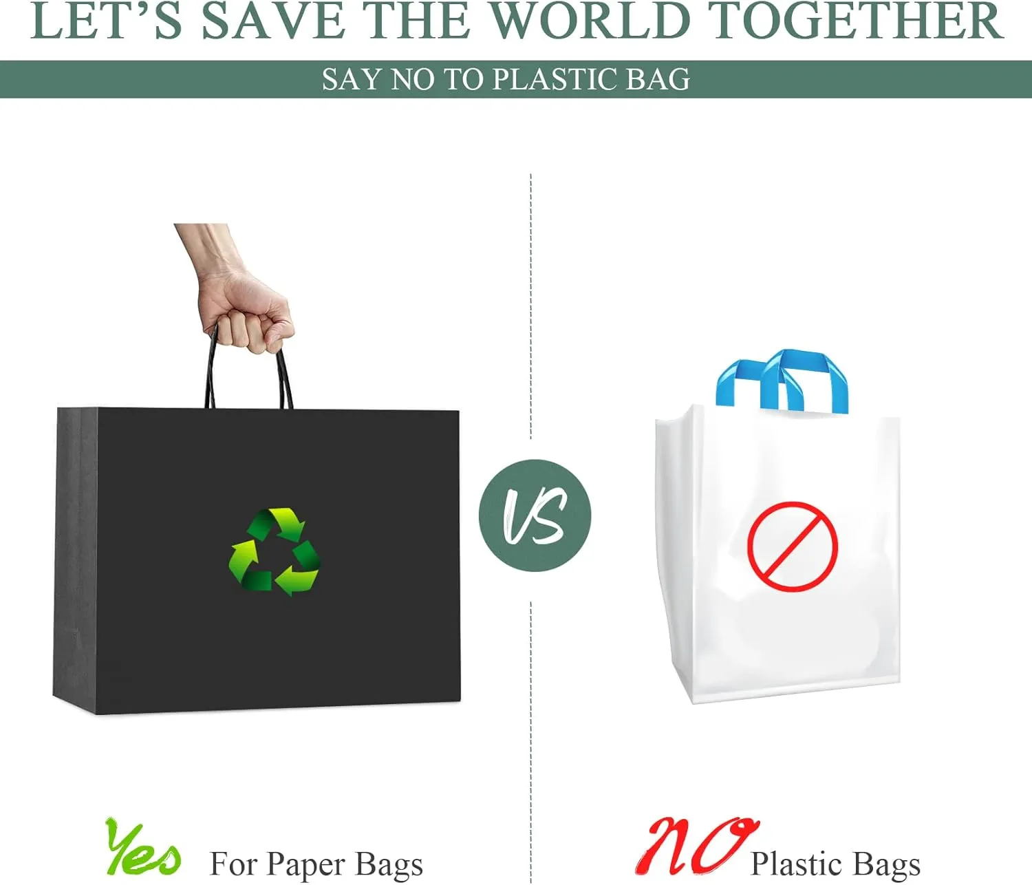GSSUSA Gift Bags Large with Handles 16x6x12 Black 50Pcs, Kraft Paper Bags Bulk for Small Business, Paper Shopping, Grocery, Shopping bag for Boutique, Merchandise