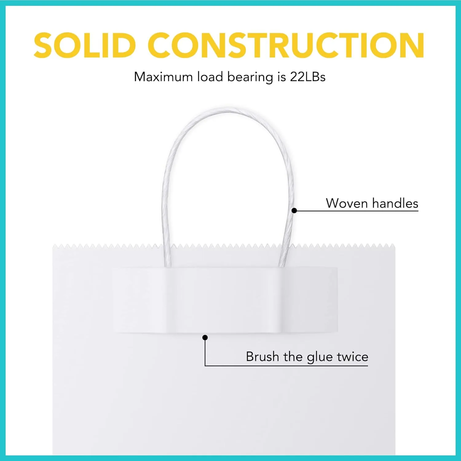 GSSUSA Large Paper Bags with Handles16x6x12 White 50Pcs, Kraft Paper Shopping Bags Bulk for Small Business, Valentines Day, Grocery, Boutique, Merchandise