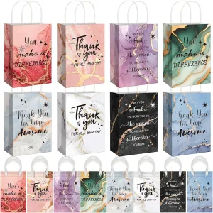 Gueevin 40 Pcs Employee Appreciation CNA Week Gift Bags Bulk Thank You Team Marble Paper Bag with Handle for Employee Nurse Graduation Teacher Appreciation Back to School Gift