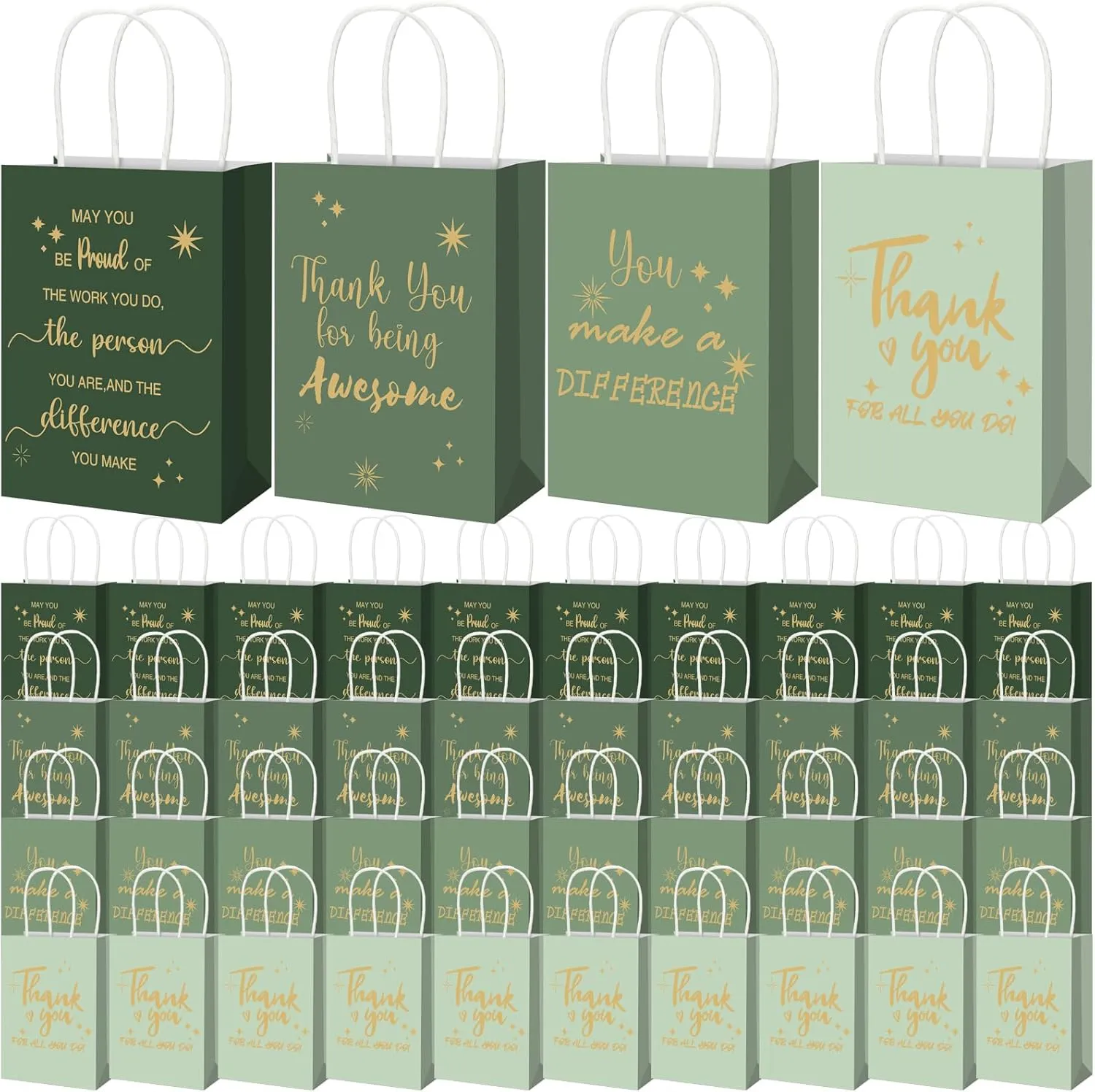 Gueevin 40 Pcs Teacher Employee Appreciation Bulk Thank You Gifts Paper Bags for Nurse Week Mother's Day CNA Week Gift Graduation Appreciation Inspirational Gift(Sage Green)