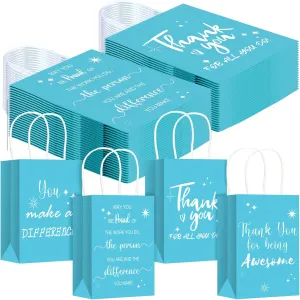 Gueevin 40 Pcs Teacher Employee Appreciation Bulk Thank You Gifts Paper Bags for Nurse Week Mother's Day CNA Week Gift Graduation Appreciation Inspirational Gift(Turquoise)