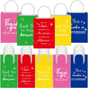 Gueevin 40 Pcs Thank You Gifts Bags Employee Appreciation Paper Bags Bulk for CNA Week Staff Grad Graduation Gift Appreciation Inspirational Gift