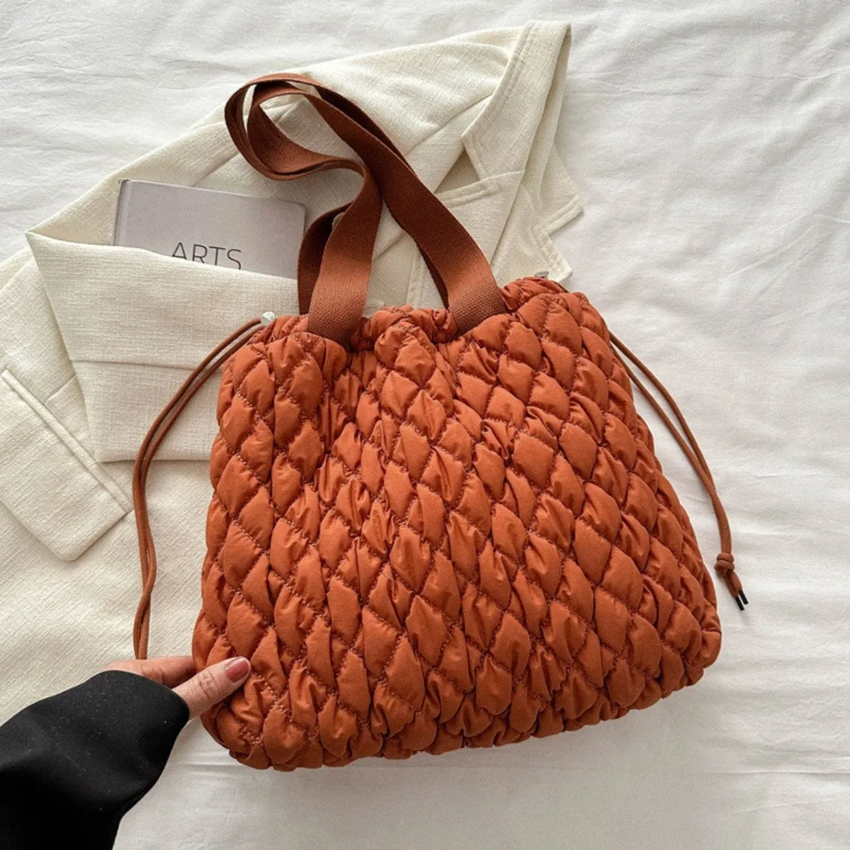 GYPSY-Drawstring Bubble Texture Tote Bag – Trendy & Spacious Everyday Essential