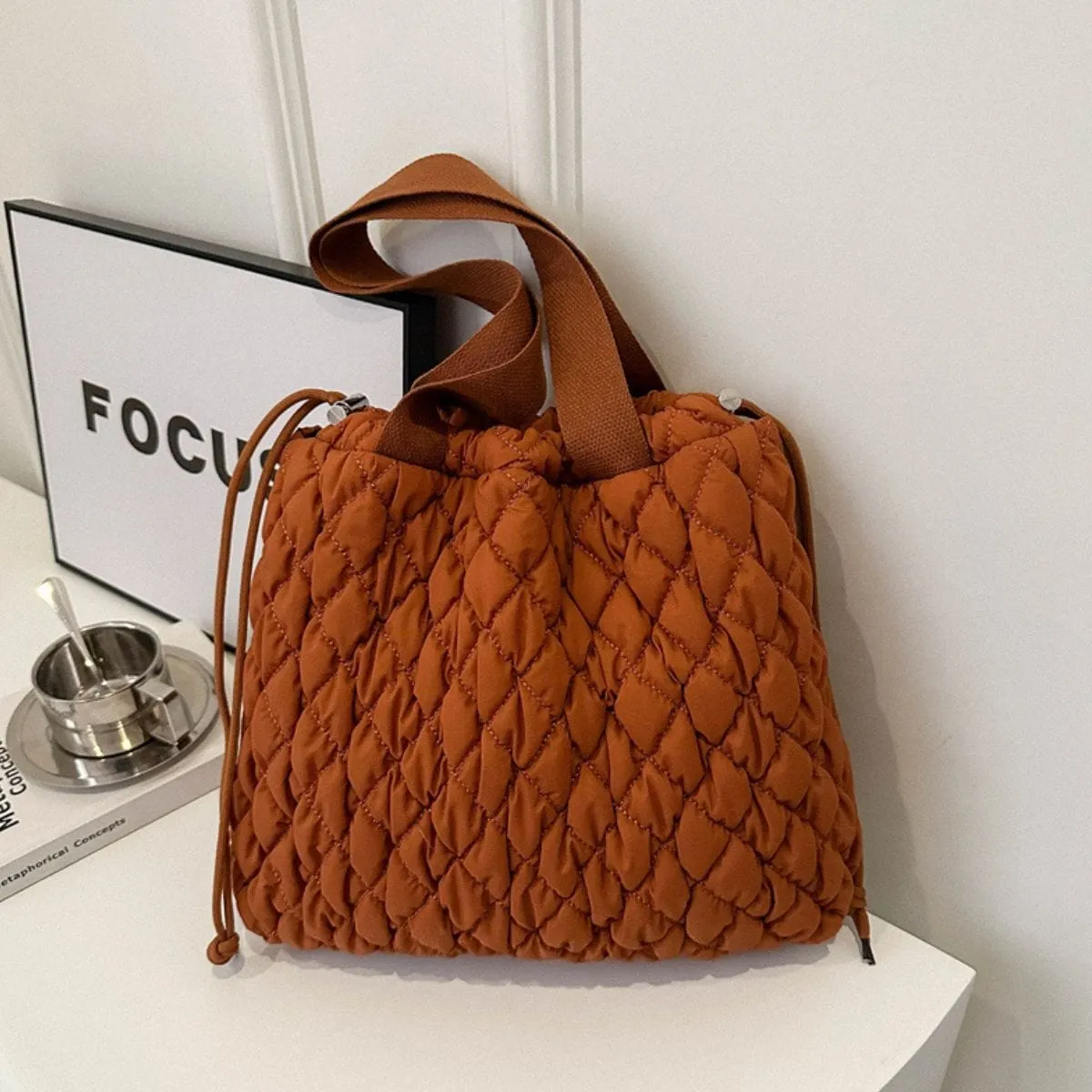 GYPSY-Drawstring Bubble Texture Tote Bag – Trendy & Spacious Everyday Essential