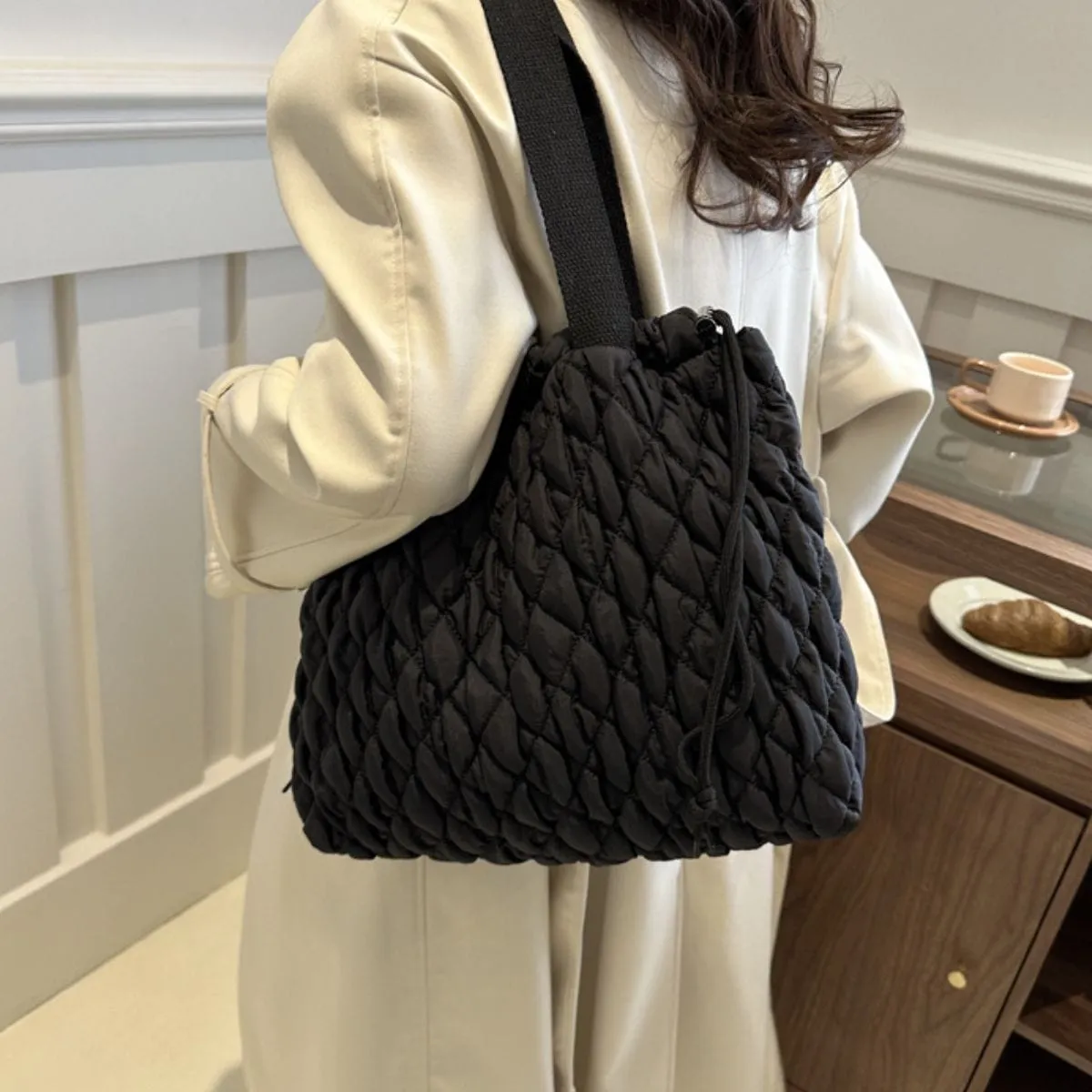 GYPSY-Drawstring Bubble Texture Tote Bag – Trendy & Spacious Everyday Essential