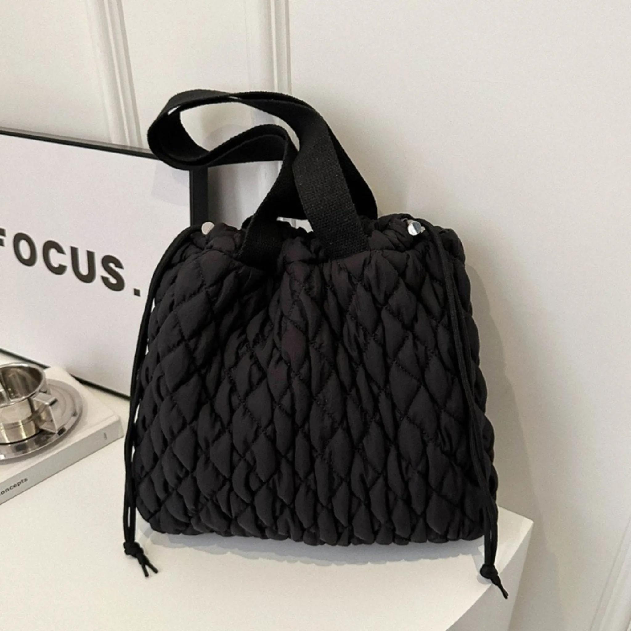 GYPSY-Drawstring Bubble Texture Tote Bag – Trendy & Spacious Everyday Essential