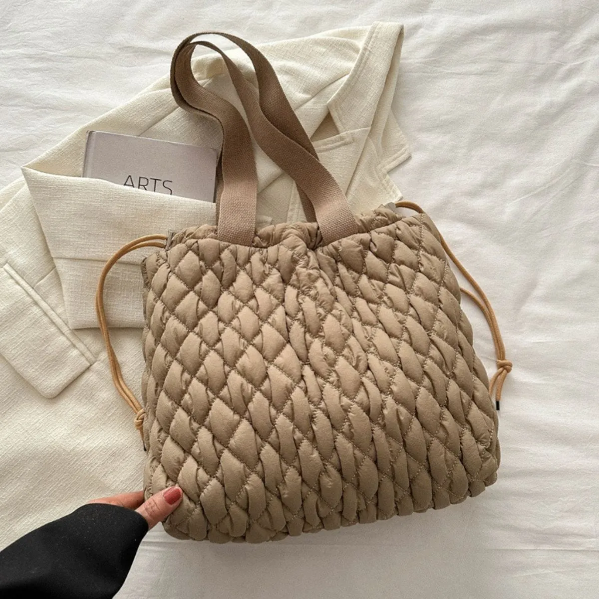 GYPSY-Drawstring Bubble Texture Tote Bag – Trendy & Spacious Everyday Essential