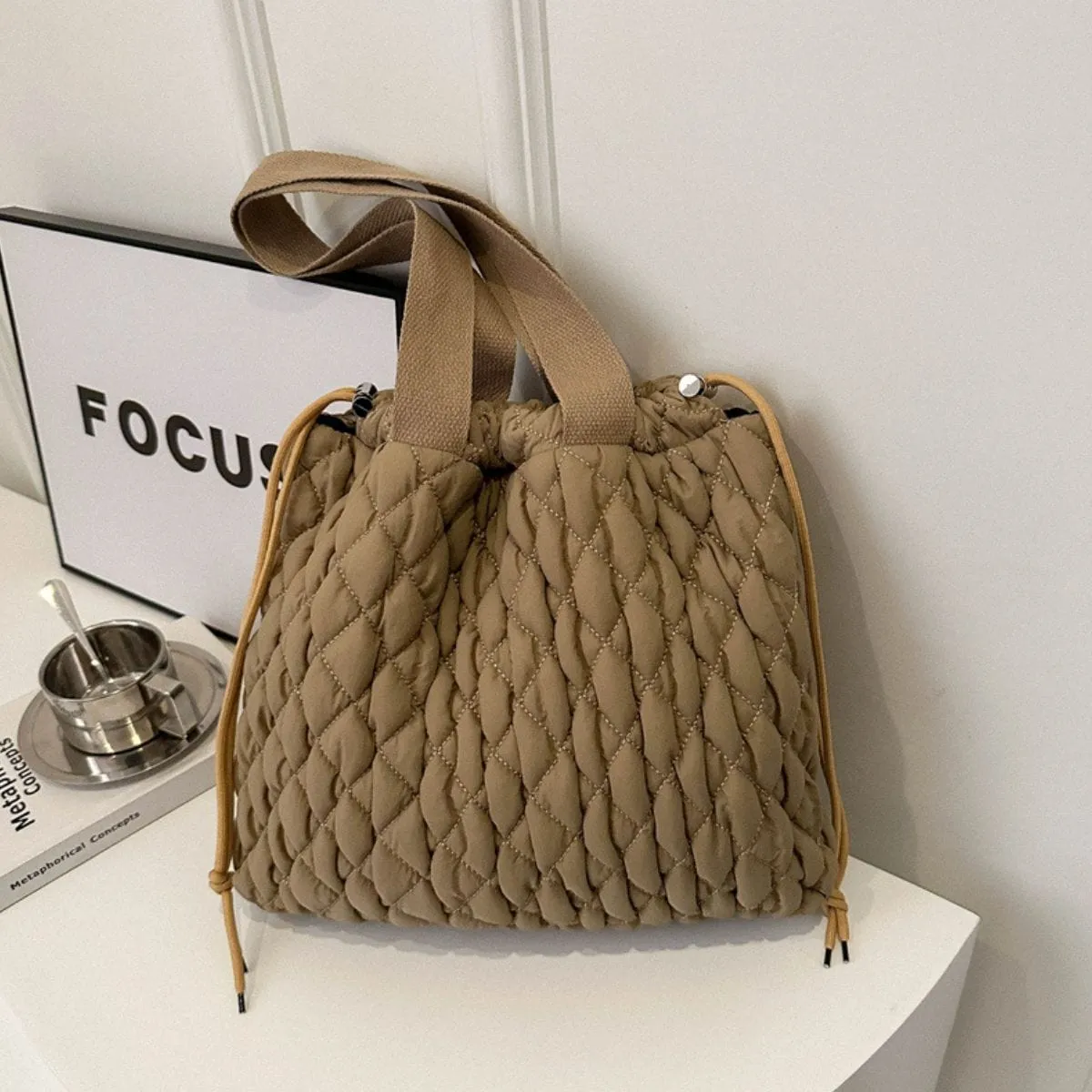 GYPSY-Drawstring Bubble Texture Tote Bag – Trendy & Spacious Everyday Essential