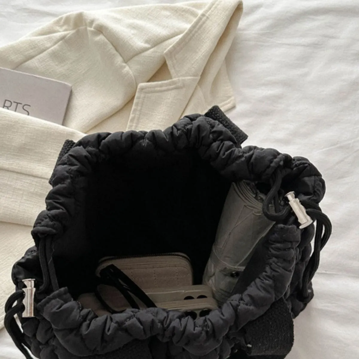 GYPSY-Drawstring Bubble Texture Tote Bag – Trendy & Spacious Everyday Essential