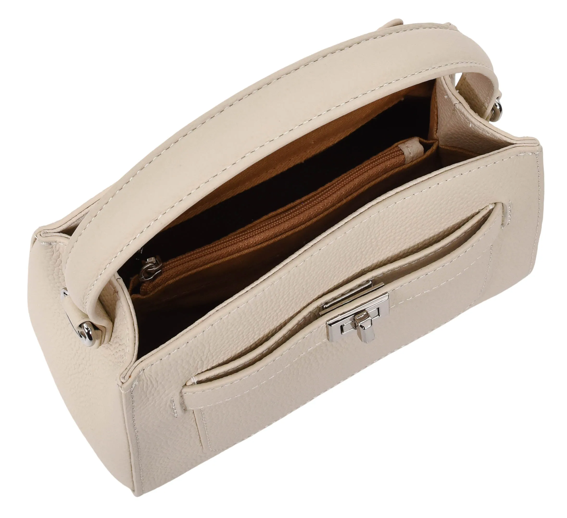 Halifax Women Small Leather Top Handle Shoulder Handbag  Off white
