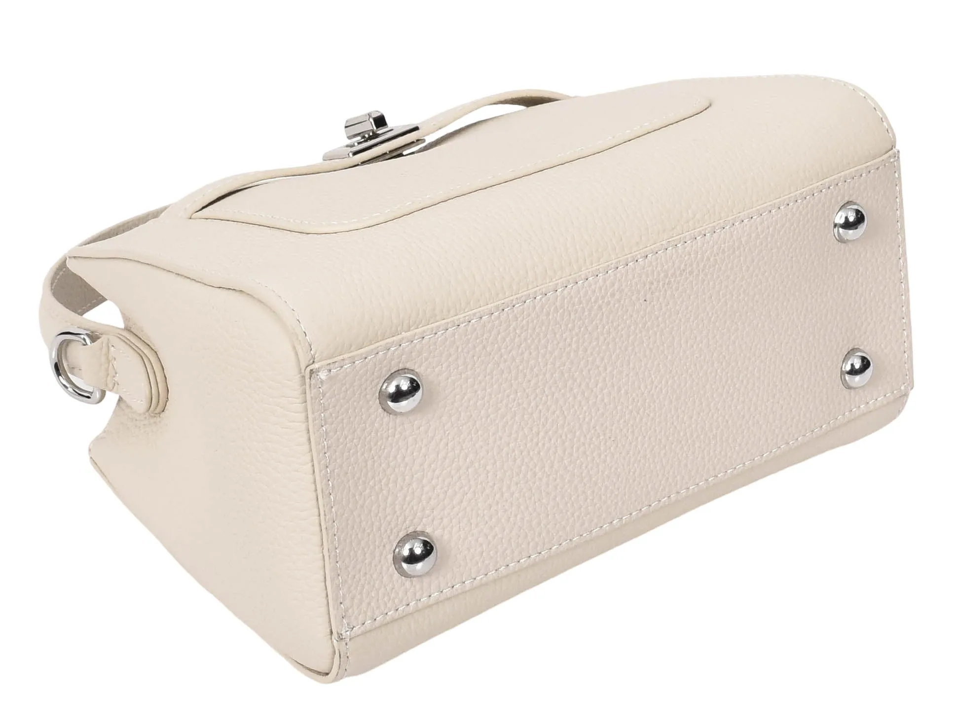 Halifax Women Small Leather Top Handle Shoulder Handbag  Off white