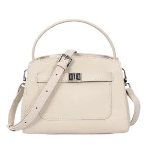 Halifax Women Small Leather Top Handle Shoulder Handbag  Off white