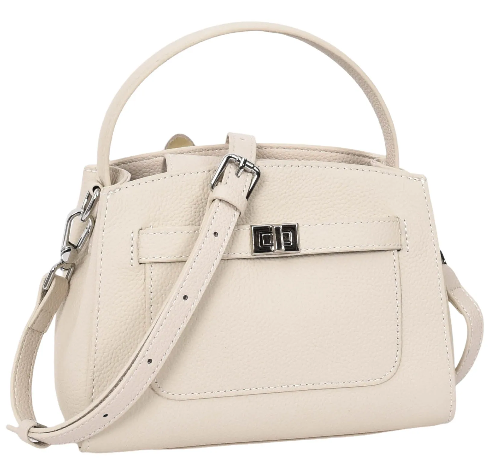 Halifax Women Small Leather Top Handle Shoulder Handbag  Off white