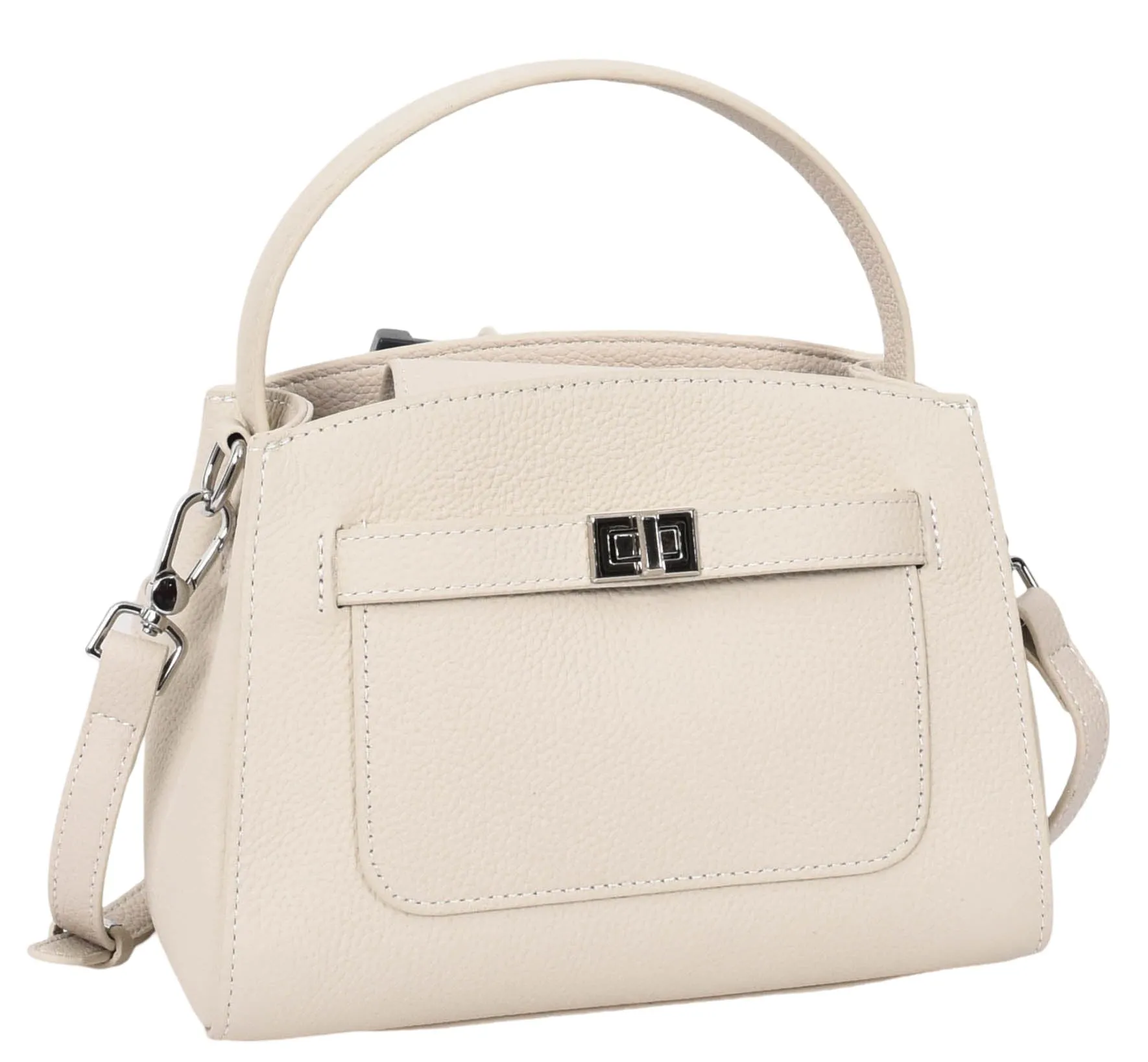 Halifax Women Small Leather Top Handle Shoulder Handbag  Off white