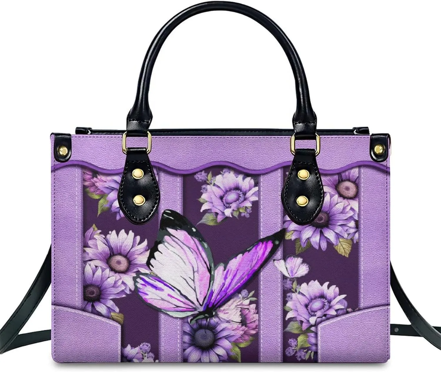 Handbags for Women Girls, Sunflower Tote Bag PU Leather Satchel Top Handle Shoulder Crossbody Bags for Work Travel Outdoor