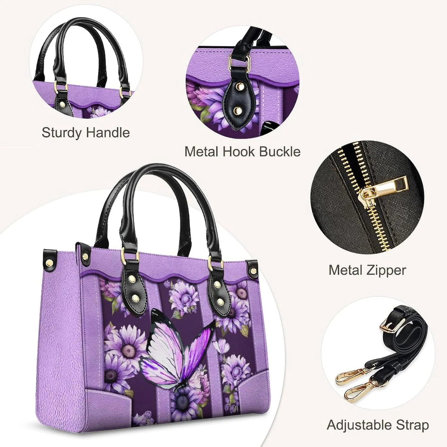 Handbags for Women Girls, Sunflower Tote Bag PU Leather Satchel Top Handle Shoulder Crossbody Bags for Work Travel Outdoor