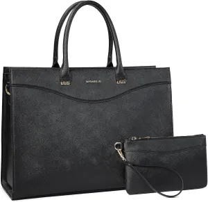 Handmade Luxury Vegan Leather Briefcase Handbags for Women, Large 16 inch Laptop Purse Waterproof Bags for Ladies