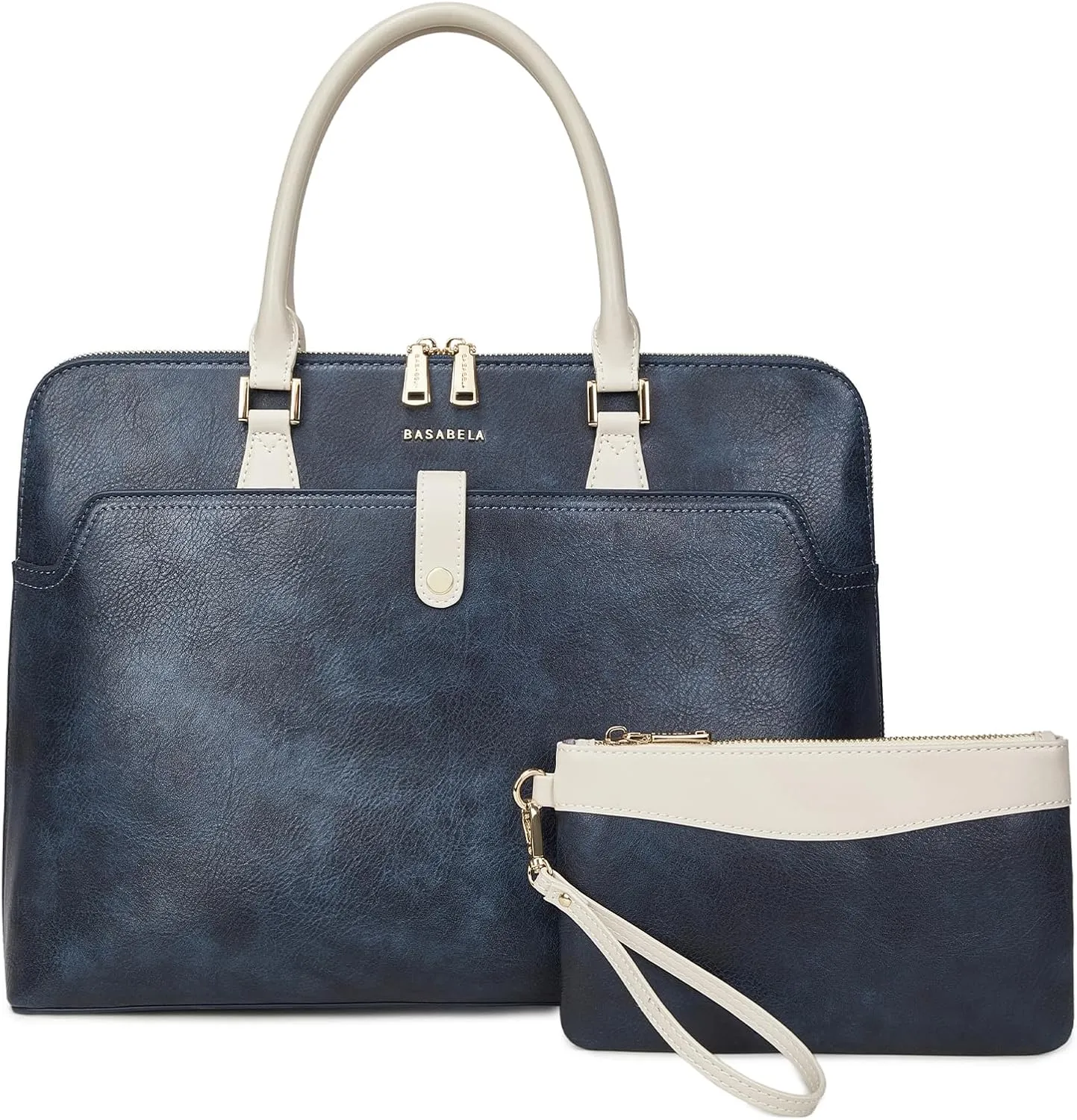 Handmade Vegan Leather Briefcase Large 16inch Laptop Purse Bags for Women Men Work, Top Handle Handbags and Wristlet Wallet