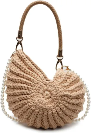 Handwoven Seashell Hobo Bags Women Crochet Summer Beach Bag Boho Knitted Evening Clutch Purses Hobo Crossbody Shoulder Bag