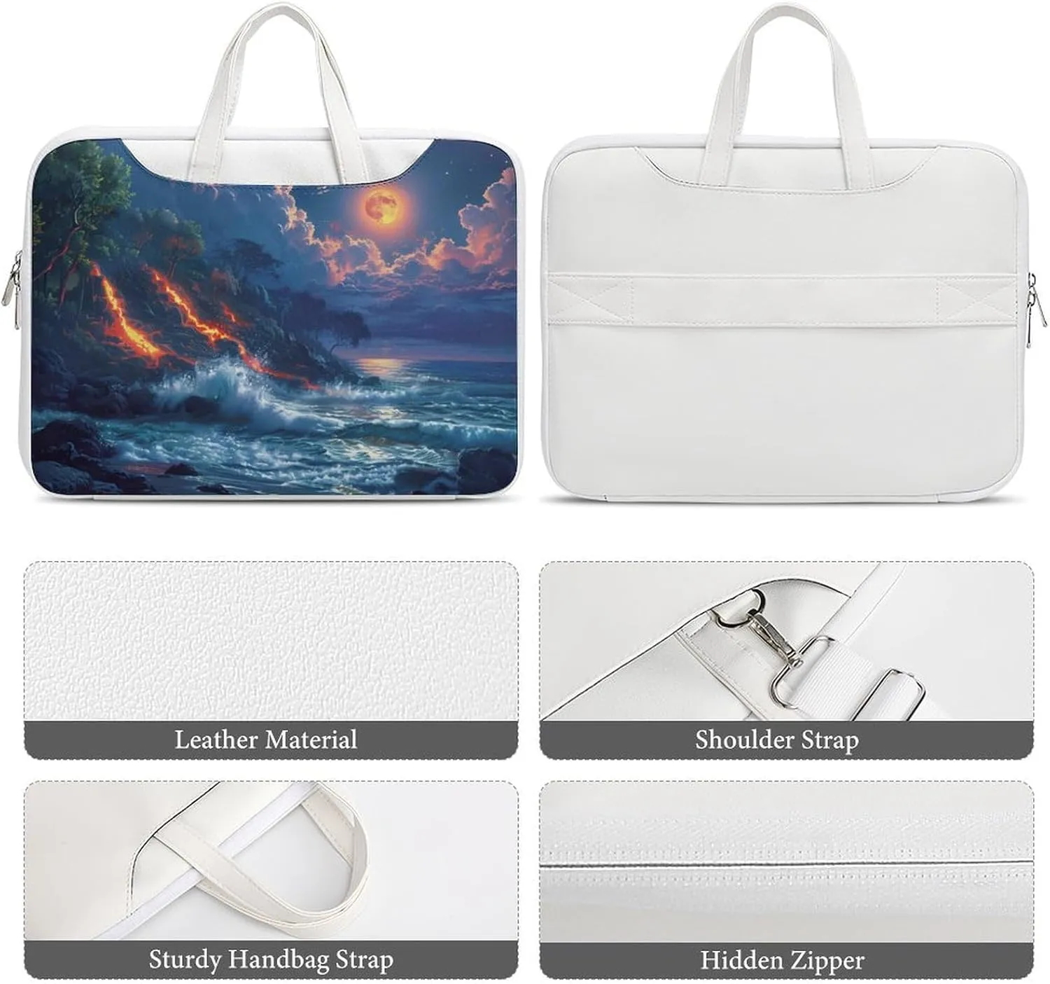 Hawaii Volcanic Eruption Lava in Moon Laptop Tote Bag Waterproof Computer Carrying Case Business Office Briefcase