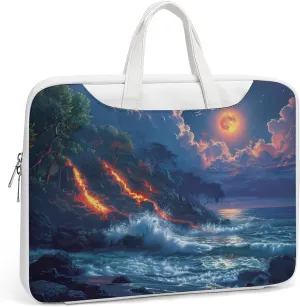 Hawaii Volcanic Eruption Lava in Moon Laptop Tote Bag Waterproof Computer Carrying Case Business Office Briefcase