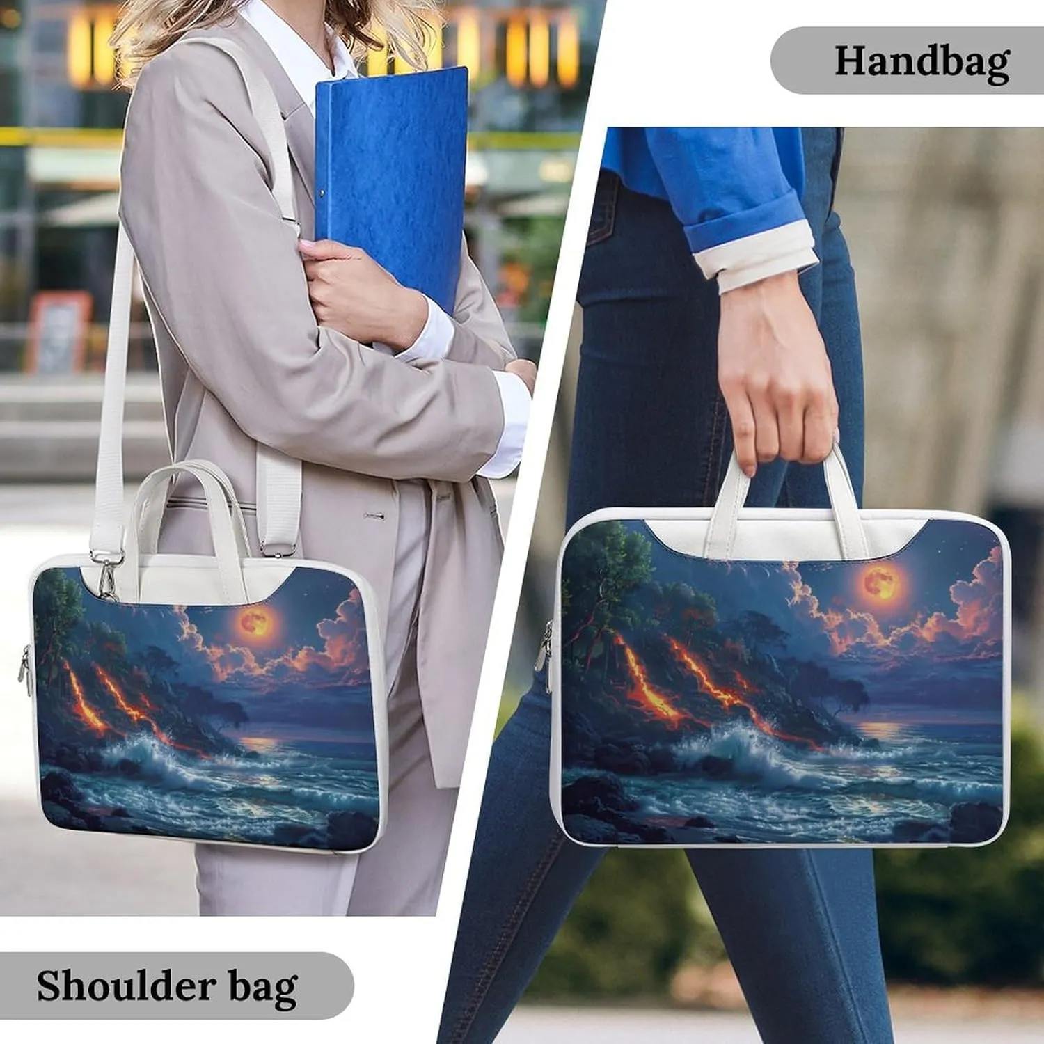 Hawaii Volcanic Eruption Lava in Moon Laptop Tote Bag Waterproof Computer Carrying Case Business Office Briefcase