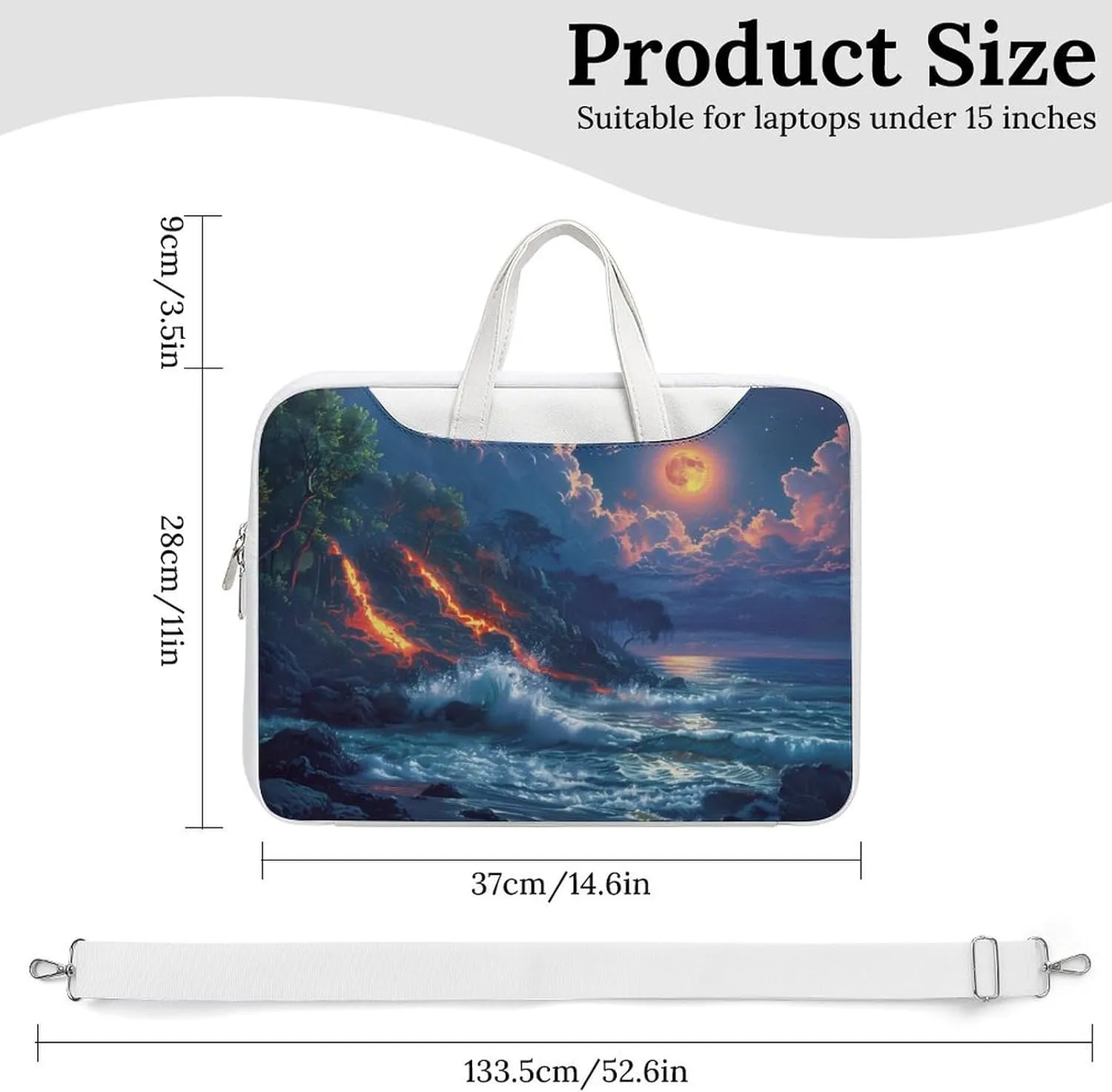 Hawaii Volcanic Eruption Lava in Moon Laptop Tote Bag Waterproof Computer Carrying Case Business Office Briefcase